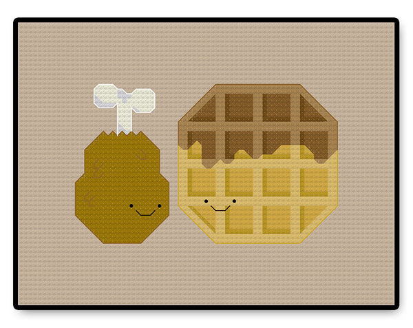 Chicken and Waffles Kawaii - Complete Cross Stitch Kit