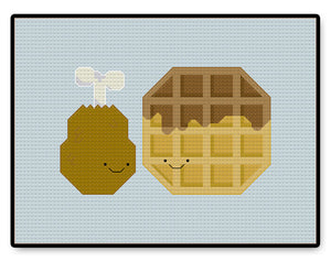 Chicken and Waffles Kawaii - Complete Cross Stitch Kit