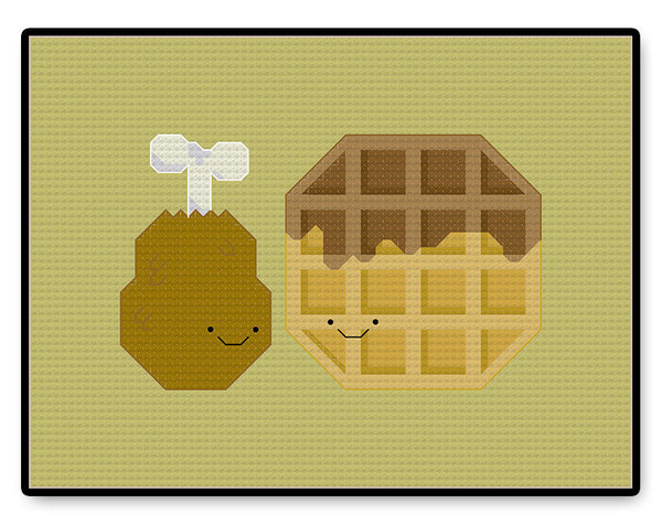 Chicken and Waffles Kawaii - Complete Cross Stitch Kit