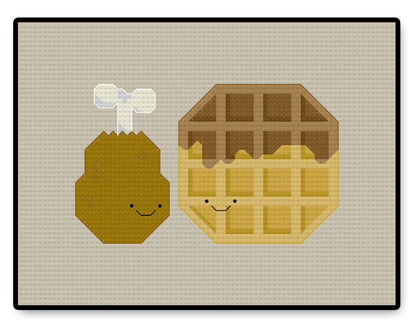 Chicken and Waffles Kawaii - Complete Cross Stitch Kit