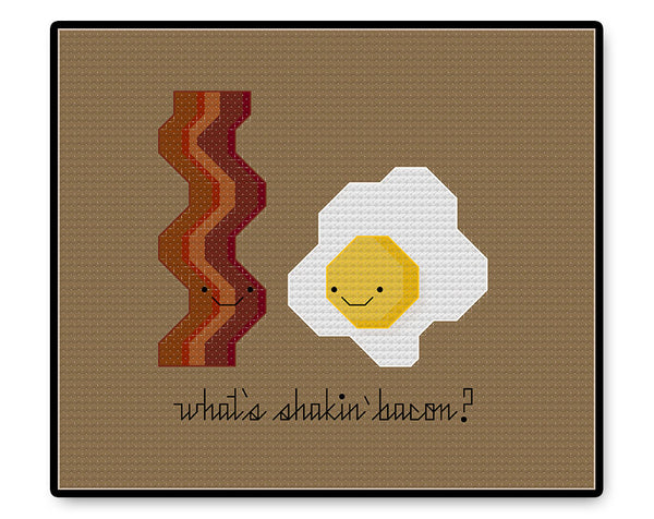 Eggs and Bacon Kawaii - Complete Cross Stitch Kit