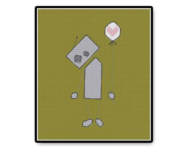 Lonely Robot - Complete Cross Stitch Kit