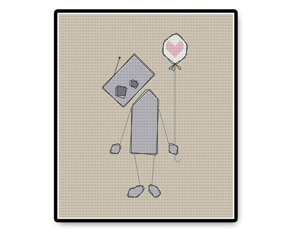 Lonely Robot - Complete Cross Stitch Kit