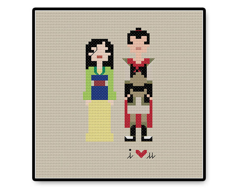 Mulan and Li Shang In Love - Complete Cross Stitch Kit