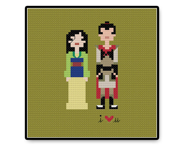 Mulan and Li Shang In Love - Complete Cross Stitch Kit