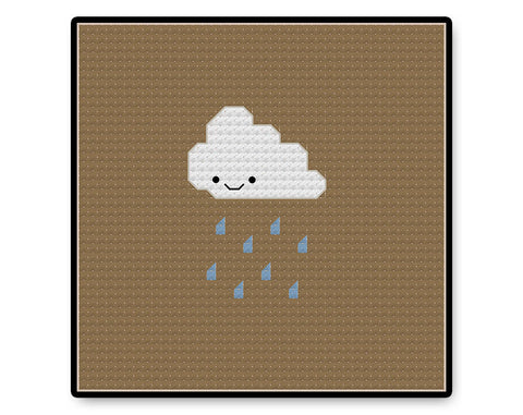 Tiny Rain Cloud Kawaii - Complete Cross Stitch Kit