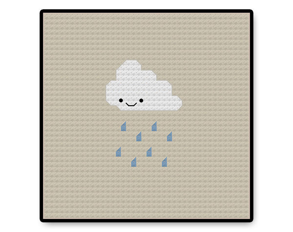 Tiny Rain Cloud Kawaii - Complete Cross Stitch Kit