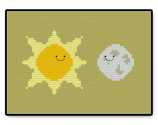 Sun and Moon Kawaii - Complete Cross Stitch Kit