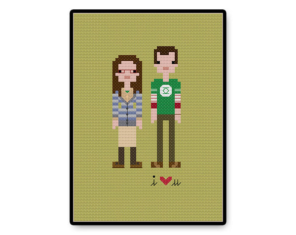 Amy and Sheldon In Love - PDF Cross Stitch Pattern