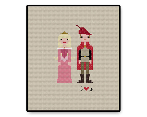 Aurora and Prince Phillip In Love Ball Gown - PDF Cross Stitch Pattern