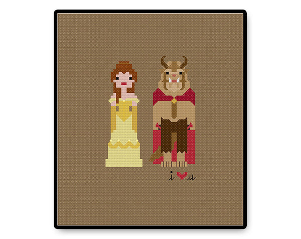 Belle and the Beast In Love Ball Gown - PDF Cross Stitch Pattern