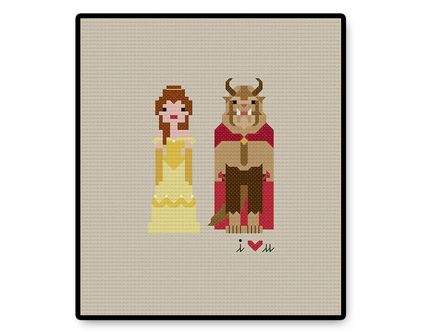 Belle and the Beast In Love Ball Gown - PDF Cross Stitch Pattern