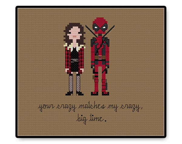 Deadpool and Vanessa In Love - PDF Cross Stitch Pattern