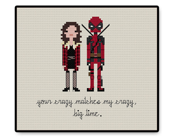 Deadpool and Vanessa In Love - PDF Cross Stitch Pattern