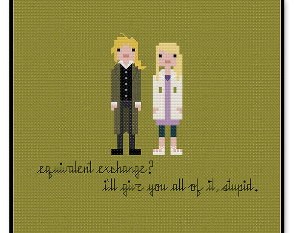 Ed and Winry - PDF Cross Stitch Pattern