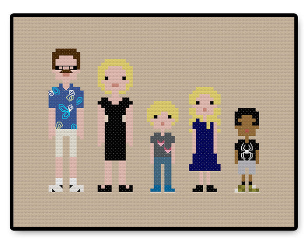 Custom Pixel Family PDF Cross Stitch Pattern