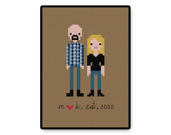 Custom Pixel Family PDF Cross Stitch Pattern