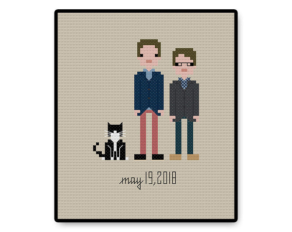 Custom Pixel Family PDF Cross Stitch Pattern