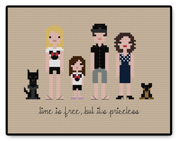 Custom Pixel Family PDF Cross Stitch Pattern