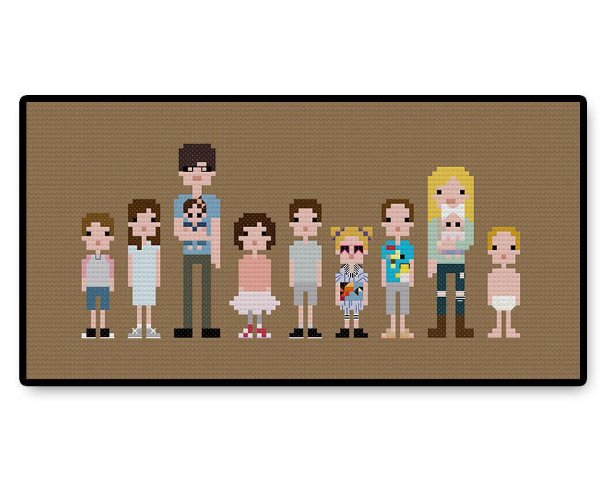 Custom Pixel Family PDF Cross Stitch Pattern