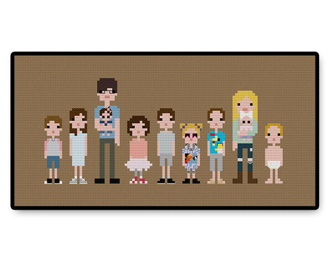 Custom Pixel Family PDF Cross Stitch Pattern