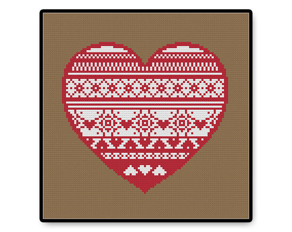 Folk Heart - Complete Cross Stitch Kit