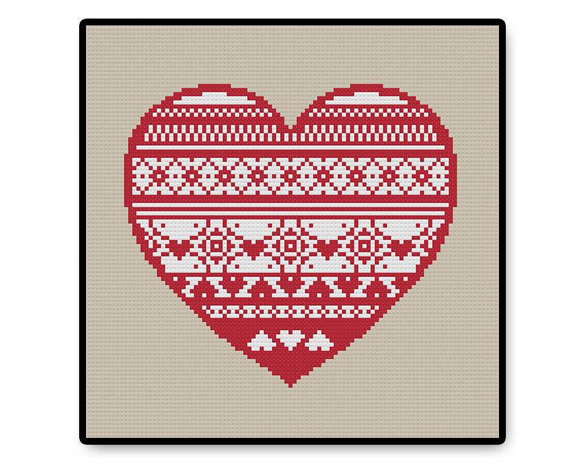 Folk Heart - PDF Cross Stitch Pattern