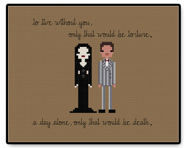 Gomez and Morticia In Love - PDF Cross Stitch Pattern