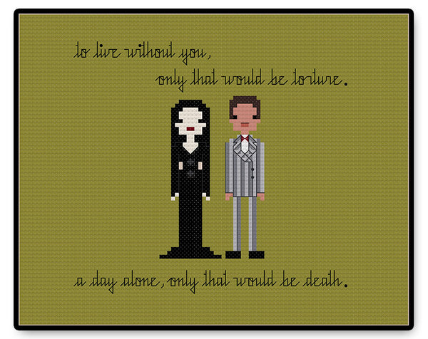 Gomez and Morticia In Love - PDF Cross Stitch Pattern