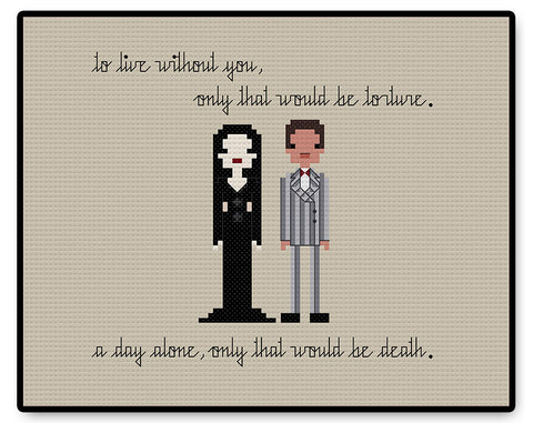 Gomez and Morticia In Love - PDF Cross Stitch Pattern