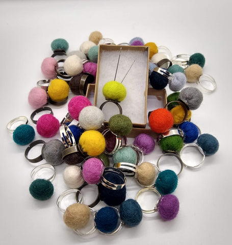 Wooly Pom Pom Pin Cushion Ring