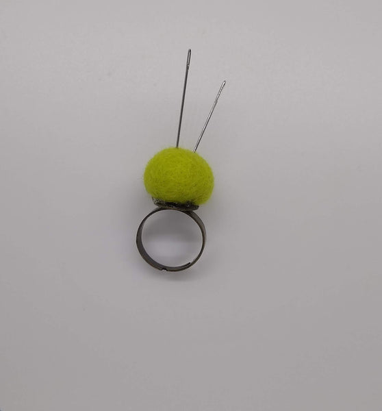 Wooly Pom Pom Pin Cushion Ring