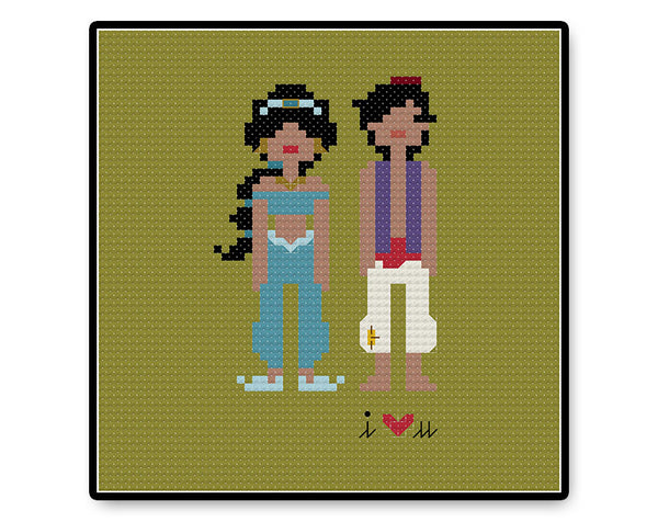 Jasmine and Aladdin In Love - Complete Cross Stitch Kit