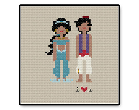 Jasmine and Aladdin In Love - PDF Cross Stitch Pattern