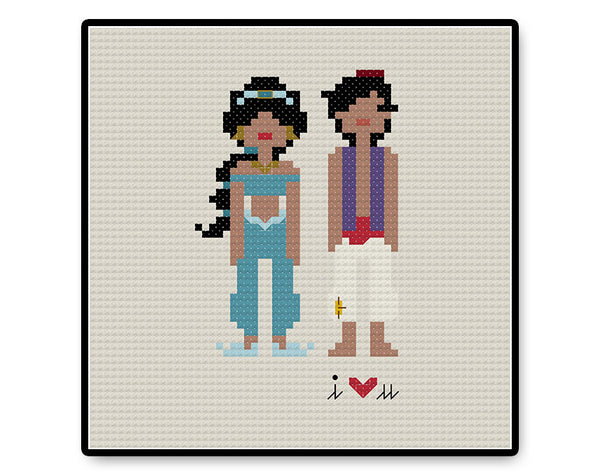 Jasmine and Aladdin In Love - Complete Cross Stitch Kit