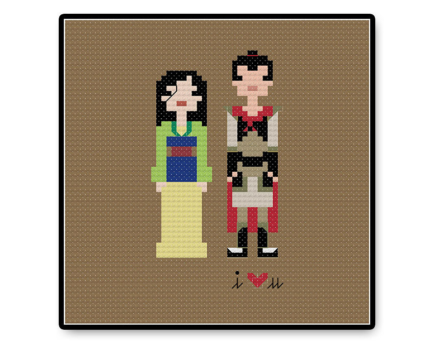 Mulan and Li Shang In Love - PDF Cross Stitch Pattern