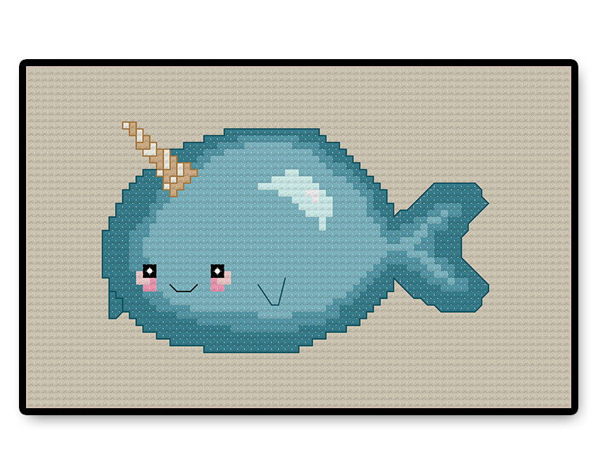 Narwhal Kawaii - PDF Cross Stitch Pattern