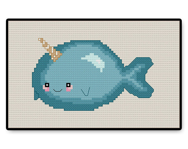 Narwhal Kawaii - PDF Cross Stitch Pattern