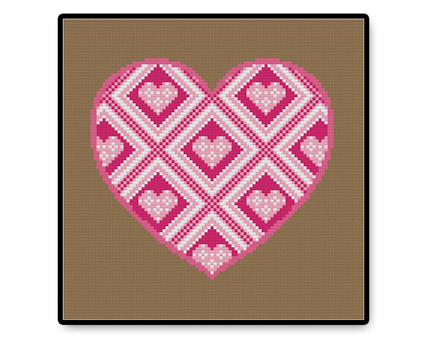 Pink Heart - Complete Cross Stitch Kit