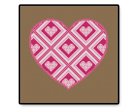 Pink Heart - Complete Cross Stitch Kit