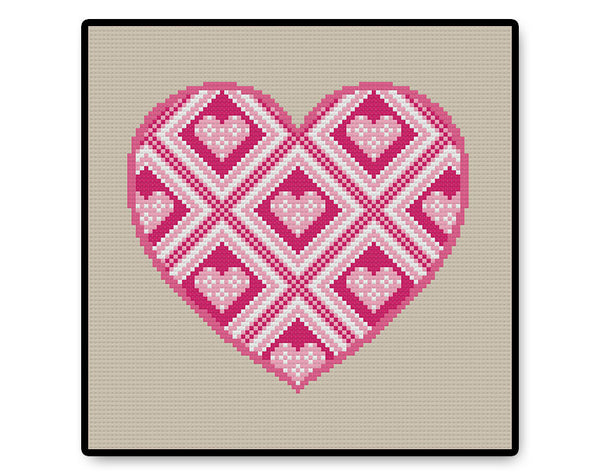 Pink Heart - Complete Cross Stitch Kit