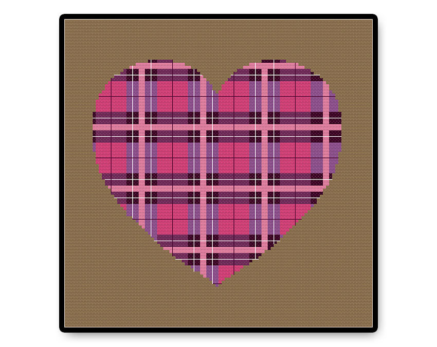 Plaid Heart - Complete Cross Stitch Kit