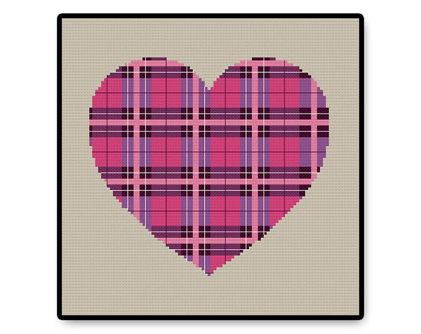 Plaid Heart - Complete Cross Stitch Kit