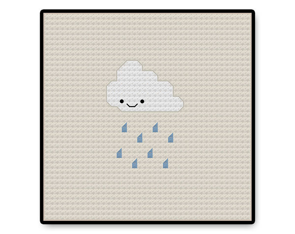 Tiny Rain Cloud Kawaii - PDF Cross Stitch Pattern