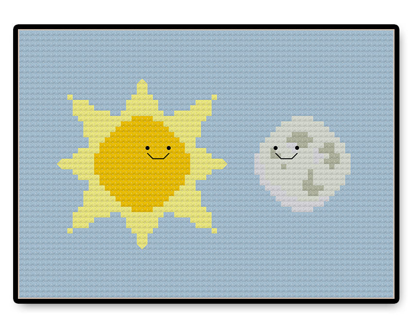 Sun and Moon Kawaii - PDF Cross Stitch Pattern