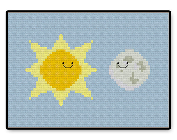 Sun and Moon Kawaii - PDF Cross Stitch Pattern