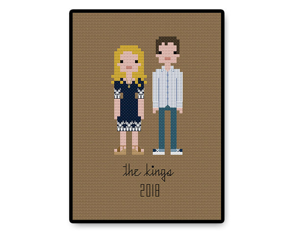 Custom Pixel Family PDF Cross Stitch Pattern