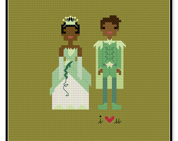 Tiana and Naveen In Love Ball Gown - PDF Cross Stitch Pattern