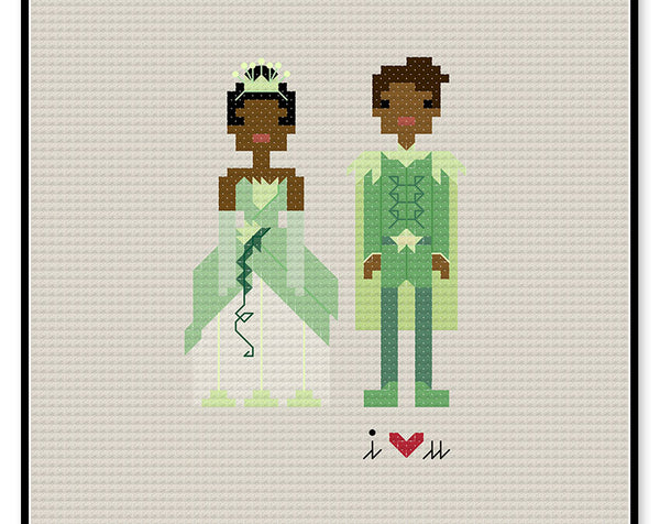 Tiana and Naveen In Love Ball Gown - PDF Cross Stitch Pattern