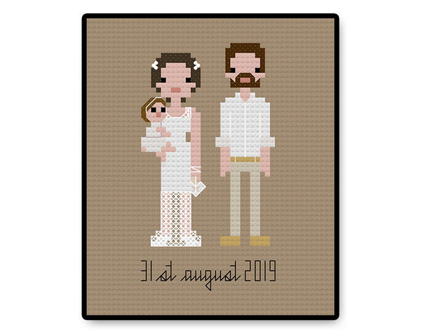 Custom Pixel Family PDF Cross Stitch Pattern